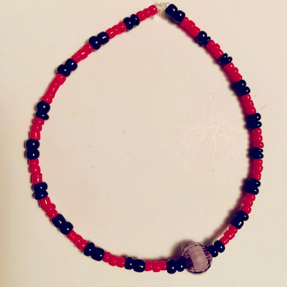 Black and Read beaded Handmade Bracelet with a charm❤️🖤❤️🖤